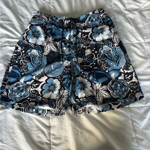Nautica Black & Blue Floral Drawstring Shorts